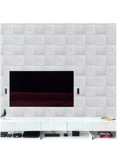RATSAW 10Pcs 3D Wall Panels 350 * 350mm 3D Brick Wall Stickers Self Adhesive Wall Tiles 3D DIY Tile Brick Wall Stickers Waterproof XPE Foam Panel for Door Floor Furniture  - Image 4