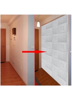 RATSAW 10Pcs 3D Wall Panels 350 * 350mm 3D Brick Wall Stickers Self Adhesive Wall Tiles 3D DIY Tile Brick Wall Stickers Waterproof XPE Foam Panel for Door Floor Furniture  - Image 5