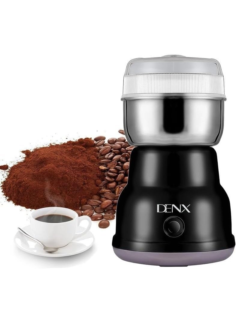 دينكس مطحنة قهوة كهربائية DENX DX2013 - مطحنة عالية السرعة بشفرات من الفولاذ المقاوم للصدأ بسرعة 14000 دورة في الدقيقة، مناسبة لحبوب القهوة والتوابل والأعشاب، سعة 40 جرام، مزودة بمحرك متين طراز 5410. - Image 1