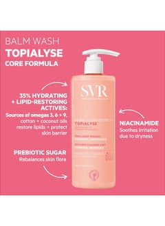 SVR Topialyse Cleansing Balm Soothing Face & Body Wash With Niacinamide Omega 3 6 & 924Hr Nourishing Protective Cleanser For Dry Itchy And Sensitive Skin. Fragrancefree 13.5 Fl.Oz.  - Image 3