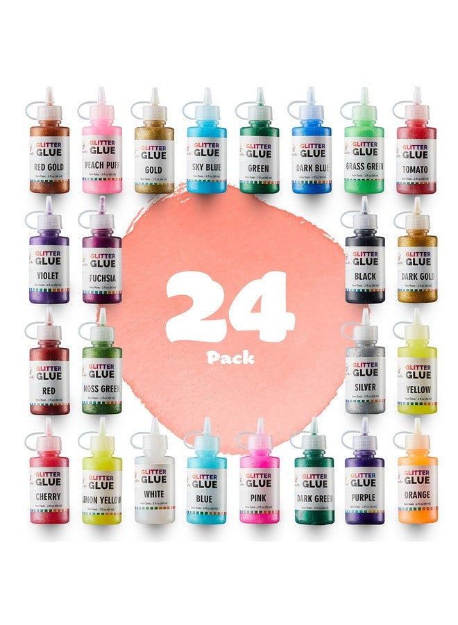 Positive Art Glitter Glue (Value Pack - 24 Colors) | Washable Glittery Art Glue | Essential Slime Supplies For Slime Making And Arts & Crafts Projects | Non-Toxic & Safe For Kids - Image 1