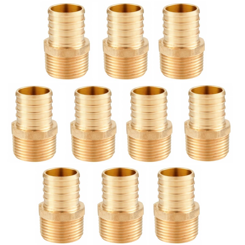 GUOFIS Pack of 10 PEX Fittings 1 x 1 NPT Male Threaded Adapter ASTM F1807 Brass Crimp Adapters for Pipes in Plumbing JobsPEX1807278 - Image 2