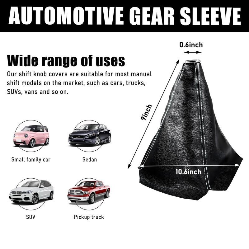 Ohleats Car Shift Knob Dust Cover Automotive Shifter Boot Sleeve Replacement ManualAutomatic Gear Shift Cover for Most Car Truck SUV Universal Interior Car Accessories BlackWhite - Image 4