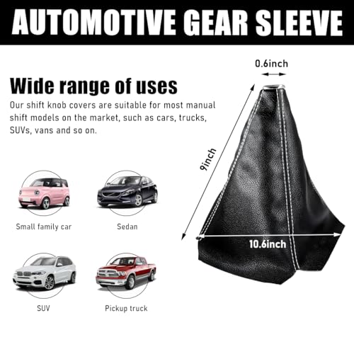 Ohleats Car Shift Knob Dust Cover Automotive Shifter Boot Sleeve Replacement ManualAutomatic Gear Shift Cover for Most Car Truck SUV Universal Interior Car Accessories BlackWhite - Image 3