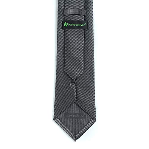 fortunatever Mens Solid Neckties,Gray Ties For Men+Gift Box,58"×3.35" - Image 2