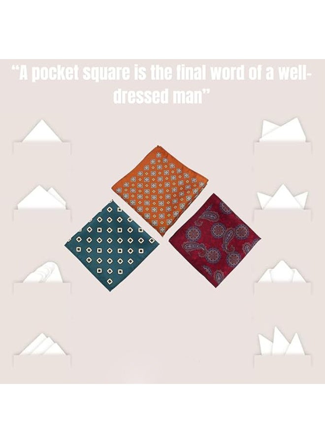 Pocket Square Set for Men – 3 Assorted Colors with Gift Box – 28×28 cm Printed Handkerchiefs, Silky Finish, Soft Touch – Ideal for Most Colors of Suits & Blazers - Image 5