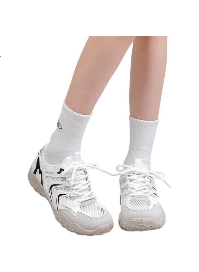 Pull Back Warrior Women'S New Breathable Lightweight All-Match Sports Shoes White/Gray/Black - Single Mesh Style 40 - Image 2