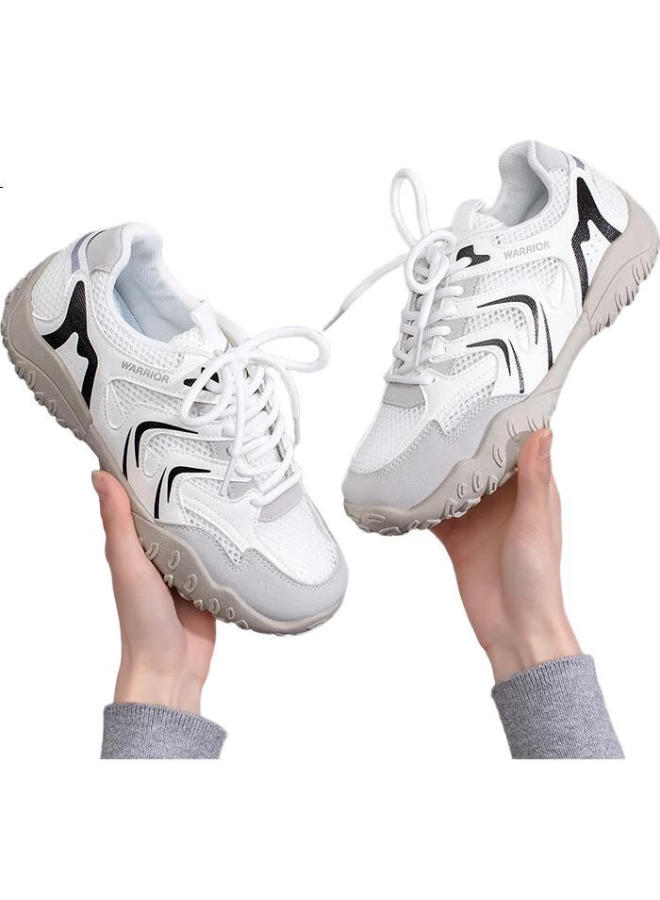 Pull Back Warrior Women'S New Breathable Lightweight All-Match Sports Shoes White/Gray/Black - Single Mesh Style 40 - Image 1