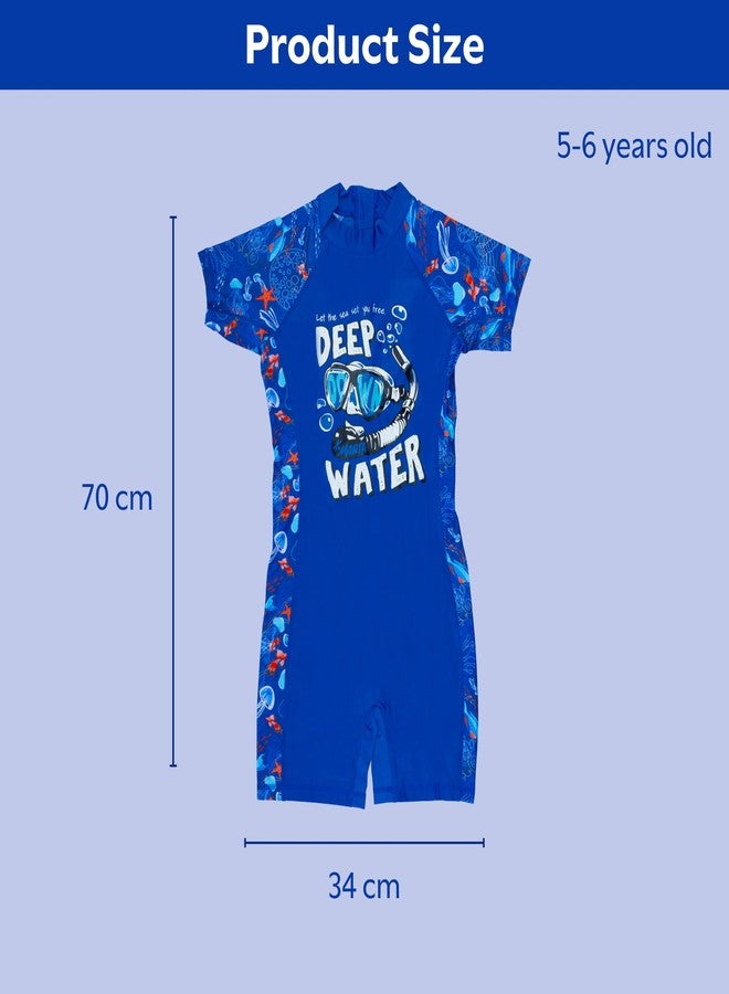 KRESHU Deep Water One-Piece Rush Guard Swim Suits Short Sleeve Kids UV Sun Protection Bathing Costume Suits Summer Boys/Girls Swimwear Beach Holiday (4-Year, Pack of 1) - Image 3