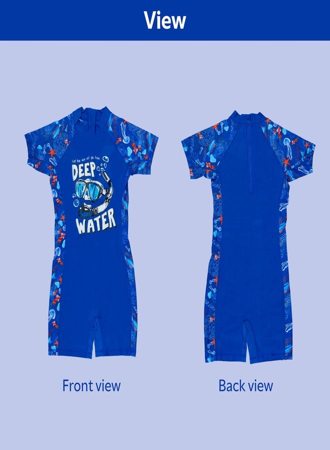 KRESHU Deep Water One-Piece Rush Guard Swim Suits Short Sleeve Kids UV Sun Protection Bathing Costume Suits Summer Boys/Girls Swimwear Beach Holiday (4-Year, Pack of 1) - Image 2