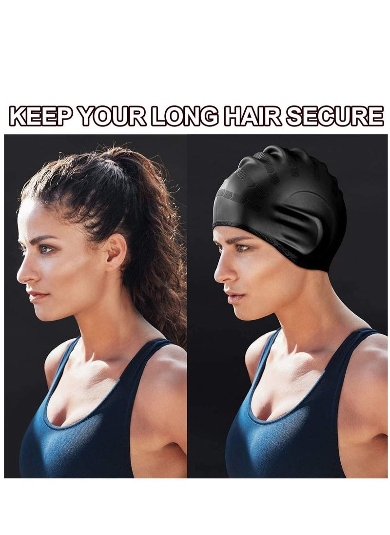 Dolphin Silicone Swim Cap With Ear Protection 3D Waterproof For Adult, Black  - Image 4