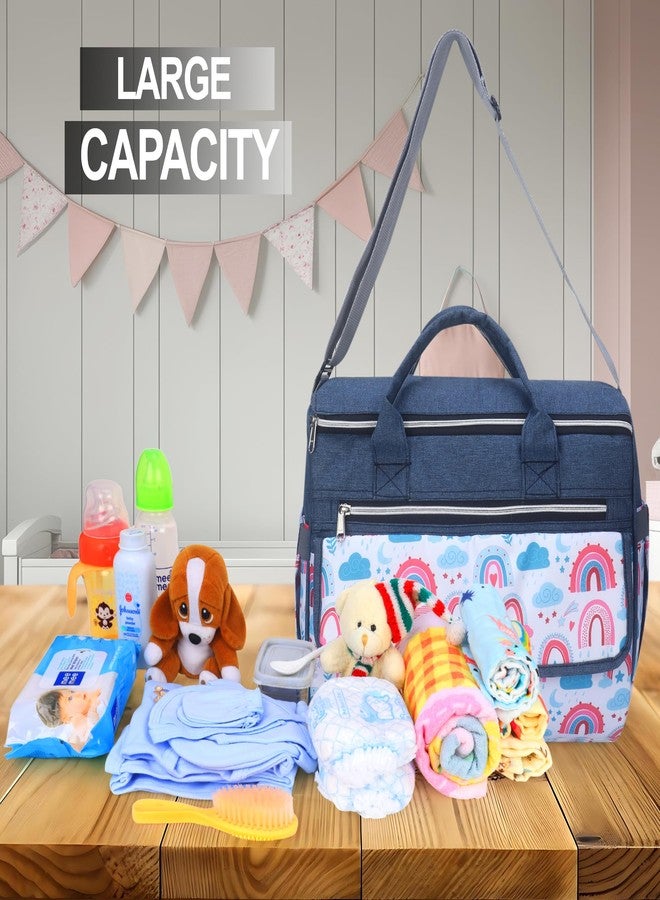 Laee cute "Baby Diaper Bag with Multiple Pockets | Large Capacity Travel Nappy Bag with Shoulder Strap & Stylish Design | Waterproof Maternity Bag for Moms & Dads (blue) - Image 5