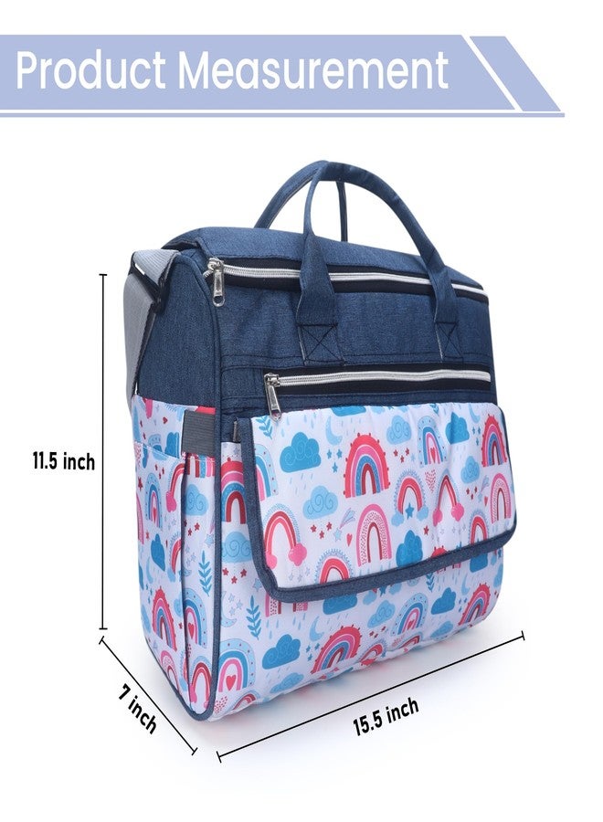 Laee cute "Baby Diaper Bag with Multiple Pockets | Large Capacity Travel Nappy Bag with Shoulder Strap & Stylish Design | Waterproof Maternity Bag for Moms & Dads (blue) - Image 2