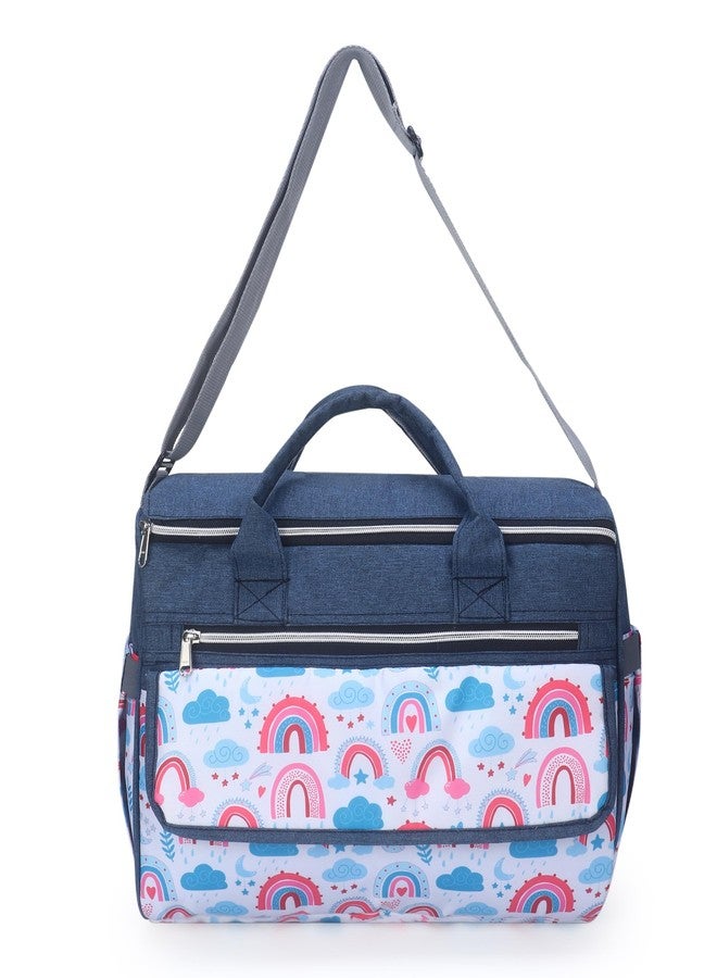 Laee cute "Baby Diaper Bag with Multiple Pockets | Large Capacity Travel Nappy Bag with Shoulder Strap & Stylish Design | Waterproof Maternity Bag for Moms & Dads (blue) - Image 1