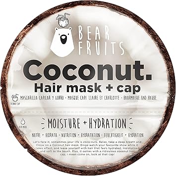 BEAR FRUITS غطاء شعر جوز الهند من بير فruits قابلة لإعادة الاستخدام هدية سرية لسانتا للنساء للشعر الجاف والتالف 20 مل هدايا للنساء والمراهقات - Image 2