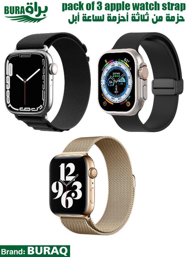 BURAQ Apple Watch Band Strap For Apple Watch Ultra 2/Ultra 49mm, Series 10 46mm, 9/8/7 45mm, SE2/SE/6/5/4 44mm, 3/2/1 42mm