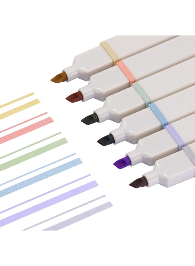 Deli 6-color Square Handle Highlighters, Colorful Markers For Students' Exams, Review, Office Marking, Journaling, Handwritten Notes, Doodle Drawing, With Stickers, Light Pastel S743 - Image 5
