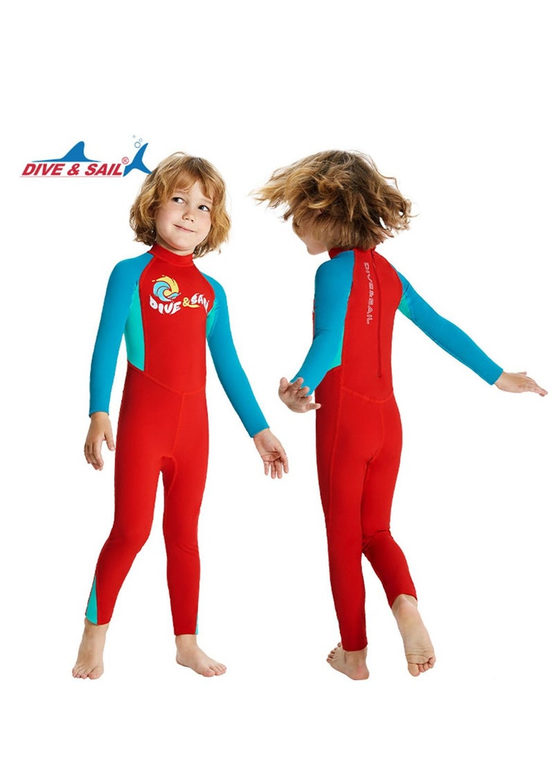 DIVE & SAIL 2Pcs Children's Wetsuit 2.5mm One-piece Thickened Warm Swimsuit Long-sleeved Cold Swimsuit Multicolour  - Image 3