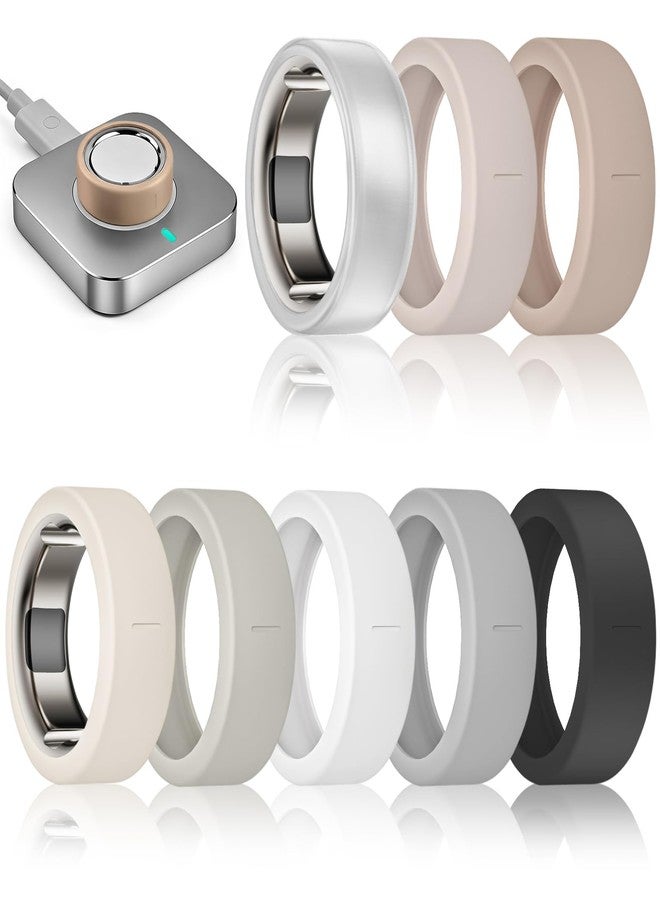BandRain 8 Pack Ring Cover Compatible with Oura Ring Gen 4/4 Ceramic/Gen 3, Ultra-Thin Silicone Anti-Scratch Protector Accessories for Oura Ring Cover Jacket for Women Men - Image 1