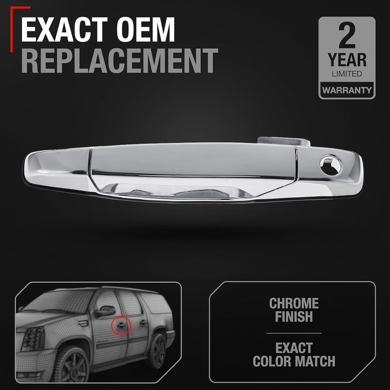 T1A Exterior Front Driver Door Handle - Compatible with 2007-2013 Chevrolet Avalanche, 07-14 Silverado 1500, 2500, 3500, Suburban, Tahoe; 07-14 GMC Sierra 1500, 2500, 3500, Yukon XL - OEM 22738721, 80546 - Image 2