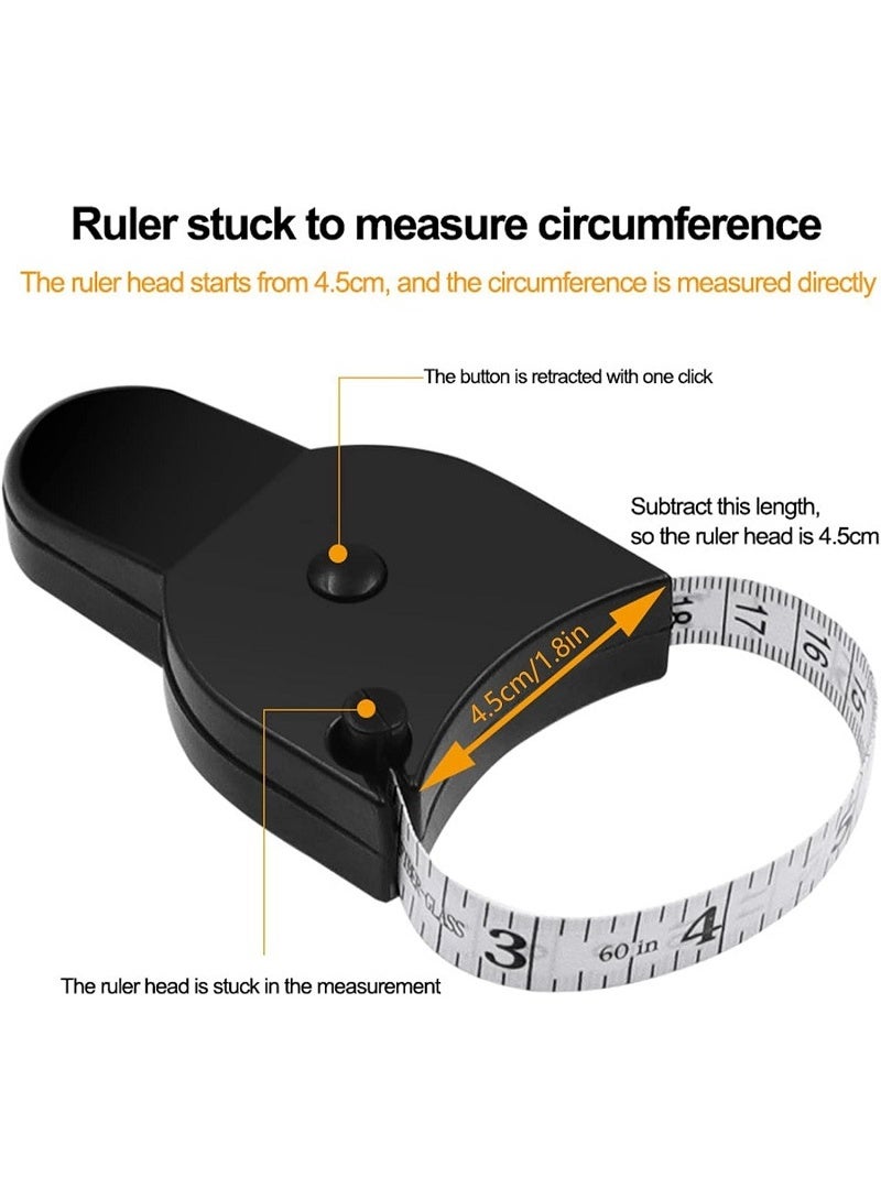 شريط قياس - لقياس الجسم، مسطرة قياس لللياقة البدنية يطول 60 بوصة (150 سم) لقياس الجسم وتتبع فقدان الوزن وحجم العضلات ( اسود ) - Image 3