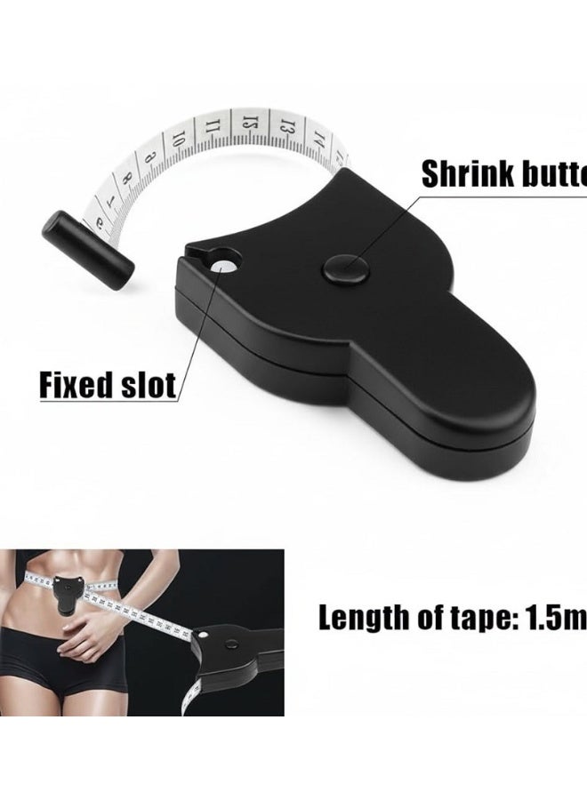 شريط قياس - لقياس الجسم، مسطرة قياس لللياقة البدنية يطول 60 بوصة (150 سم) لقياس الجسم وتتبع فقدان الوزن وحجم العضلات ( اسود ) - Image 5