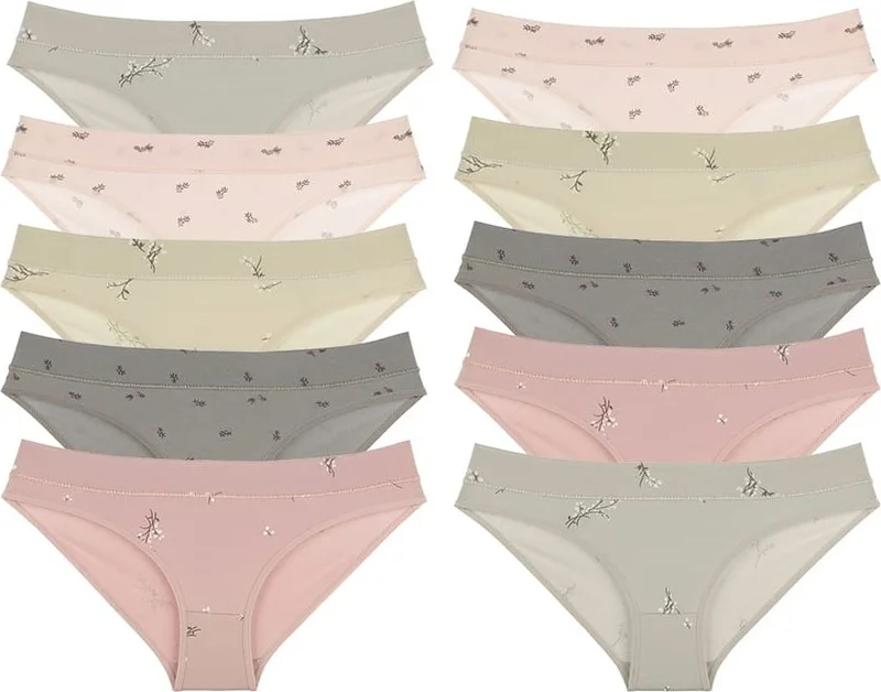 Donella 10-Piece Colorful Floral Patterned Women's Panties - 181176