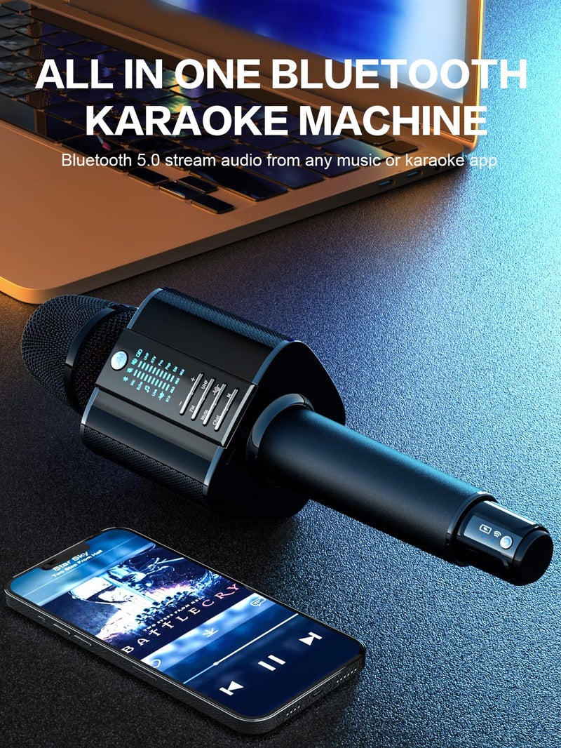 BONAOK Karaoke Microphone,2025 Bluetooth Wireless Microphone UHF Karaoke Mic Speaker,Portable Handheld Karaoke Machine for Adults Kids Singing Compatible with Car/Phones/PC G20,Black - Image 5