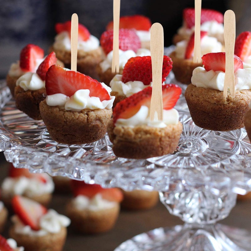 Gmark 3.5"" Wooden French Fry Forks 200 ct  Two Prong Wood Fork  Mini Forks Chip Forks  Biodegradable Compostable Birchwood (200pcs/bag) GM1043 - Image 2