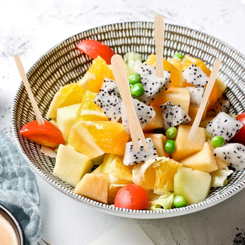 Gmark 3.5"" Wooden French Fry Forks 200 ct  Two Prong Wood Fork  Mini Forks Chip Forks  Biodegradable Compostable Birchwood (200pcs/bag) GM1043 - Image 3