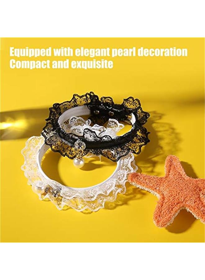 Collars for Pets 2 PCS Cat Collar, Black and White Lace Wedding Dress Festivals Decoration, Adjustable Cat Bell Collar Pet Collars for Dog Puppy Cat Kitten - Image 2