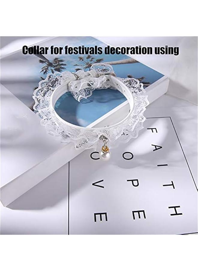 Collars for Pets 2 PCS Cat Collar, Black and White Lace Wedding Dress Festivals Decoration, Adjustable Cat Bell Collar Pet Collars for Dog Puppy Cat Kitten - Image 4