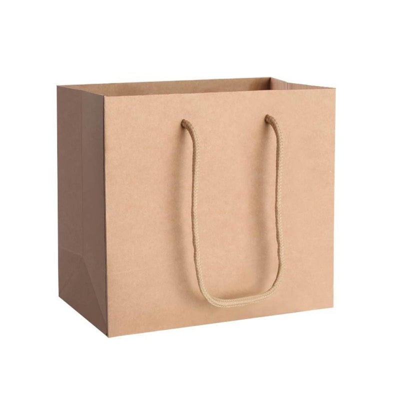 Mkail Disposable Brown Paper Bags Paper Carry Bags, Craft Paper Gift Bags -Recycled Eco Friendly Paper Bags with Handle Bulk Wedding Party Favor Bags, Kraft Grocery Shopping Bags, Retail Merchandise Bags (Brown, Size 5x5x3 Inch) Pack Of 20 Pcs - Image 1