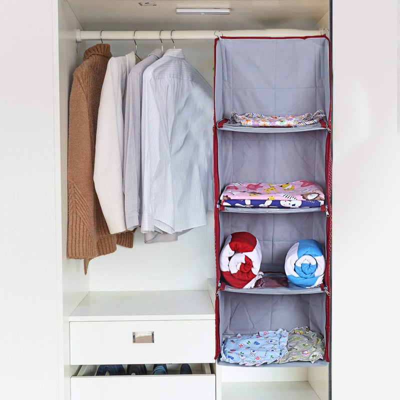 Kuber Industries Cotton Four Cabinet Hanging Baby Almirah MaroonCTKTC025364 - Image 2