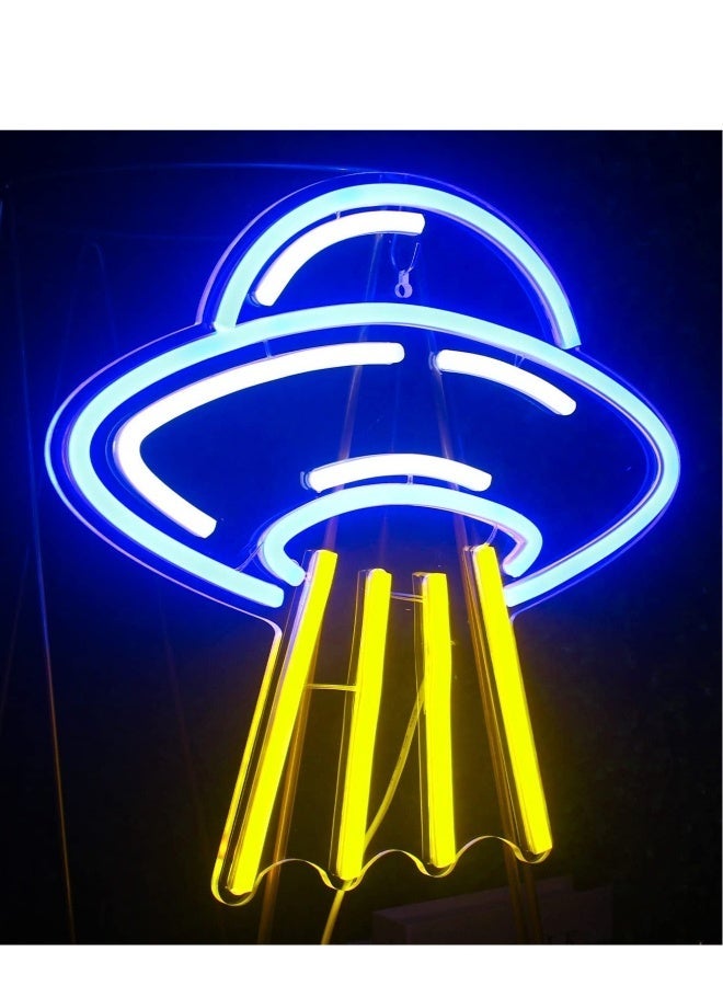 UFO Neon Sign, Neon Sign For Room, Alien Led Neon Light Wall Decor, Spacecraft Neon Light Sign, Spaceship Neon Signs, for Bedroom Game Room Wall Decor, for UFO Lovers Bedroom Gift