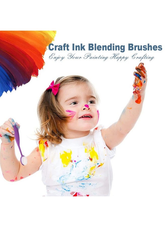 Craft Ink Blending Brush Crafting Ink Background Blender Soft Bristle Color Coded Handles Paper Crafter Artist Tool For Painting Drawing Card Making Stamp Stencil (12Pcs)