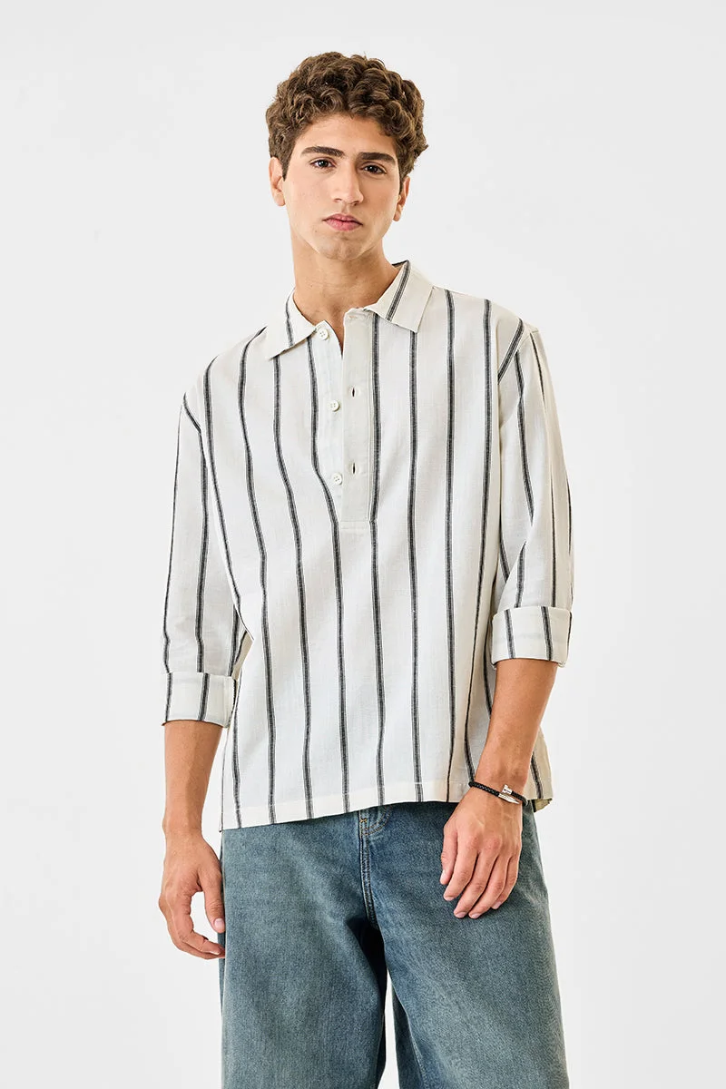 SNITCH Linen Blend Stripes Kurta Shirt