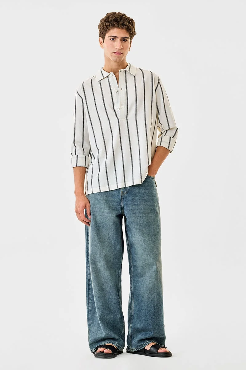 SNITCH Linen Blend Stripes Kurta Shirt