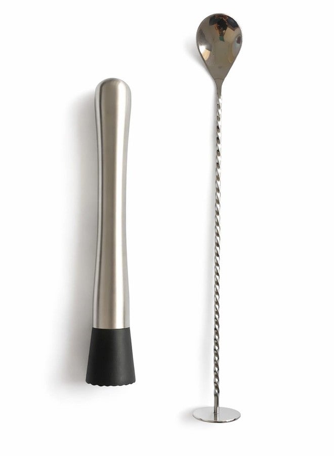Eliixor Stainless Steel Cocktail Muddler and Bar Spoon Combo Set | 2-Piece Professional Bartending Tool Kit | Durable Rust-Resistant Bar Accessories for Mojito, Mocktails & Home Bar - Image 1