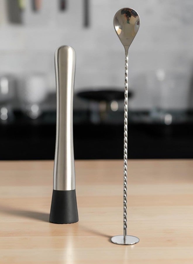 Eliixor Stainless Steel Cocktail Muddler and Bar Spoon Combo Set | 2-Piece Professional Bartending Tool Kit | Durable Rust-Resistant Bar Accessories for Mojito, Mocktails & Home Bar - Image 4