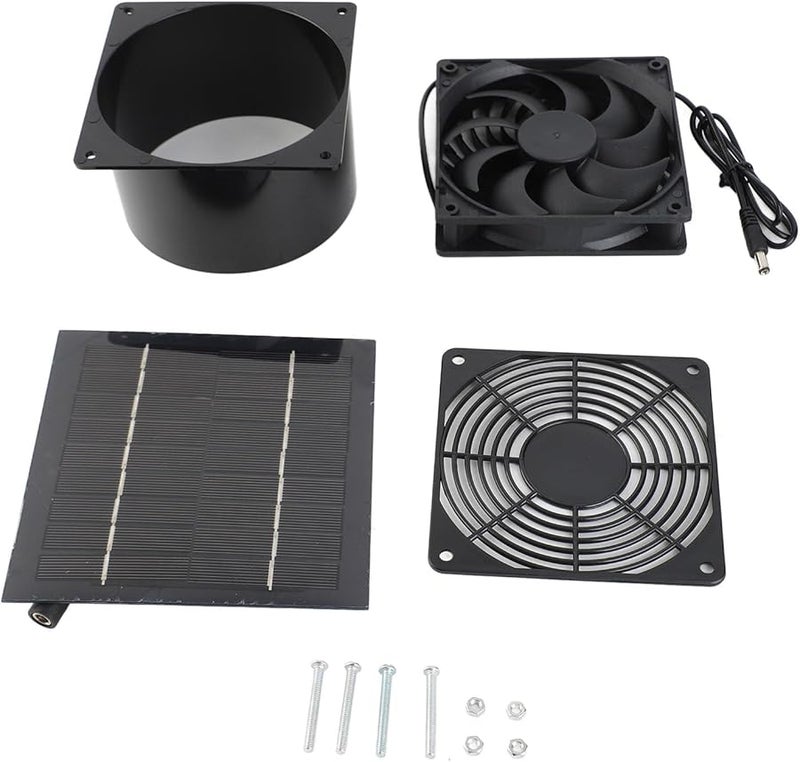 Solar Exhaust Fan Kit 5W 6V IP65 ABS for Chicken Coop Greenhouse RV Pet House - Image 1