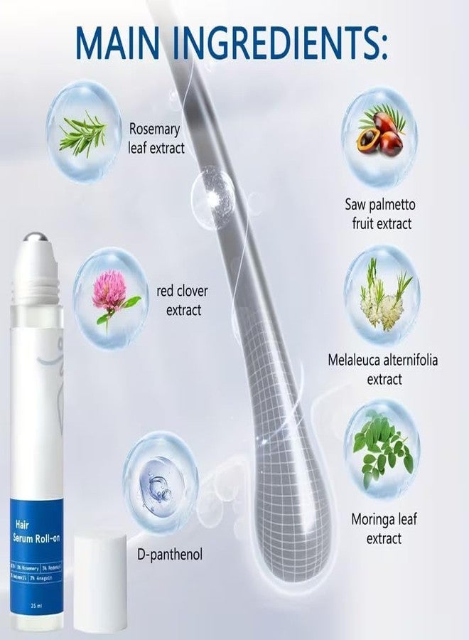 KRYLAR Rosemary Hair Growth Serum Roll on for Men&women Hair Nourishing with Rosemary Ginger Root Oil & Aloe Vera Anti Hair Fall, Scalp Treatment, Hair Regrowth Oil Non-Greasy Leave-In - Image 2