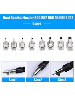Generic 8pcs Hot Air Generator Nozzles Heat Air Machine Solder Set Hot Air Soldering Station 3/4/5/6/7/8/10/12mm for 850 852 858 950 952 702  - Image 4