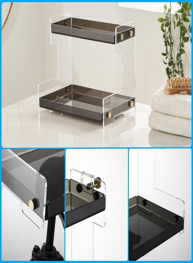 Hiendure Bathroom Organizer Countertop, 2-Tier Acrylic Bathroom Counter Organizer Makeup Organizer for Vanity Spice Rack Organizer, Brown - Image 3