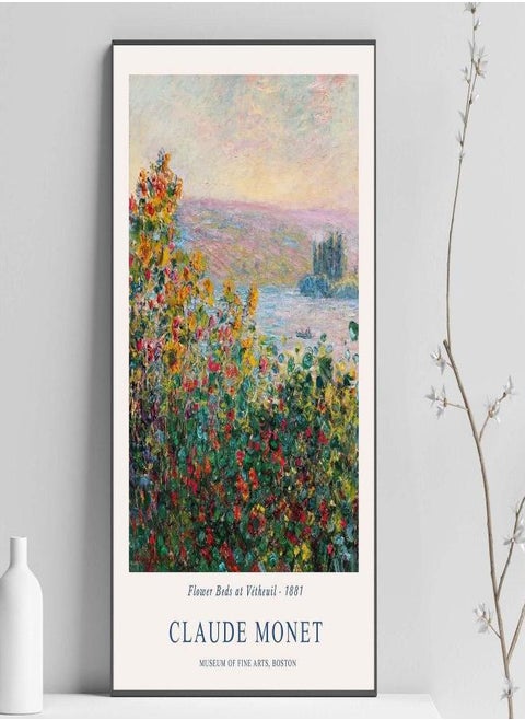 (Assembly frame) Flower Beds at Vétheuil Print, Claude Monet Print, Monet Vintage Art Poster, Monet Impressionist Wall Art Poster Print -  Sizes A2 A3 A4