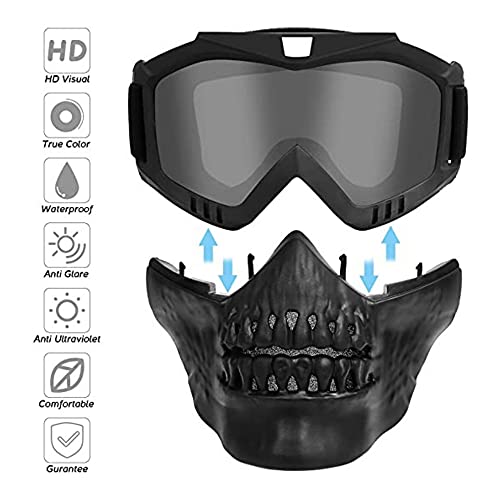 FABSPORTS Protective Goggles with Detachable mask, Skull face, Anti UV, Windproof, Soft Foam Padded for Comfort. Used for Motorcycle, Dirt Bike Off Road, ATV Ride, Snowboarding, Skiing, Cycling etc - Image 5