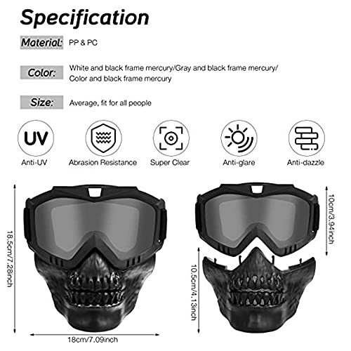 FABSPORTS Protective Goggles with Detachable mask, Skull face, Anti UV, Windproof, Soft Foam Padded for Comfort. Used for Motorcycle, Dirt Bike Off Road, ATV Ride, Snowboarding, Skiing, Cycling etc - Image 3