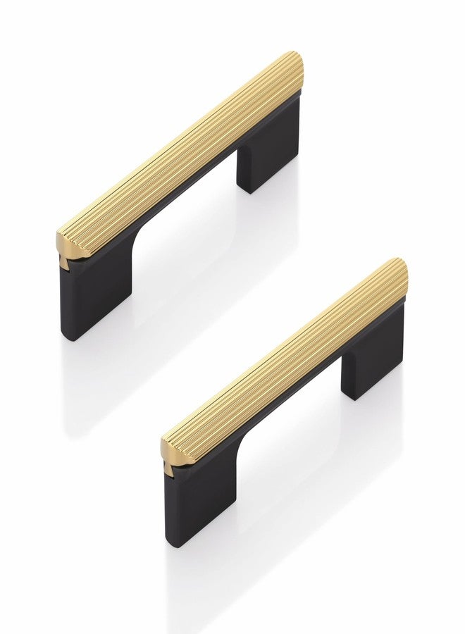 LAPO 5 Inch Aluminium Cabinet Handles for Kitchen Drawers, Modern Black/Gold Pull Handles for Stylish Furniture (Black PVD Gold Finish, Pack of 4) - Image 1