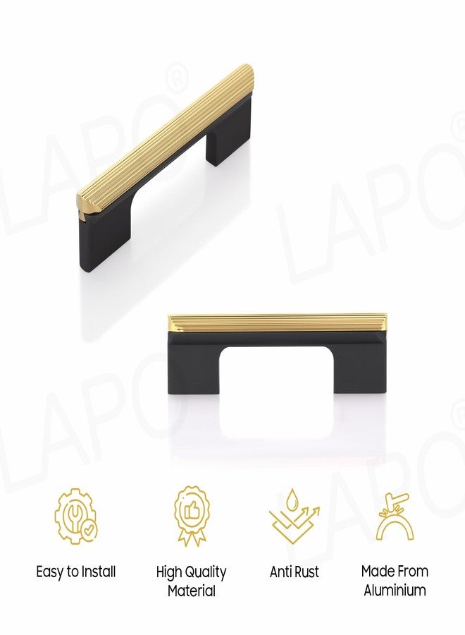 LAPO 5 Inch Aluminium Cabinet Handles for Kitchen Drawers, Modern Black/Gold Pull Handles for Stylish Furniture (Black PVD Gold Finish, Pack of 4) - Image 3