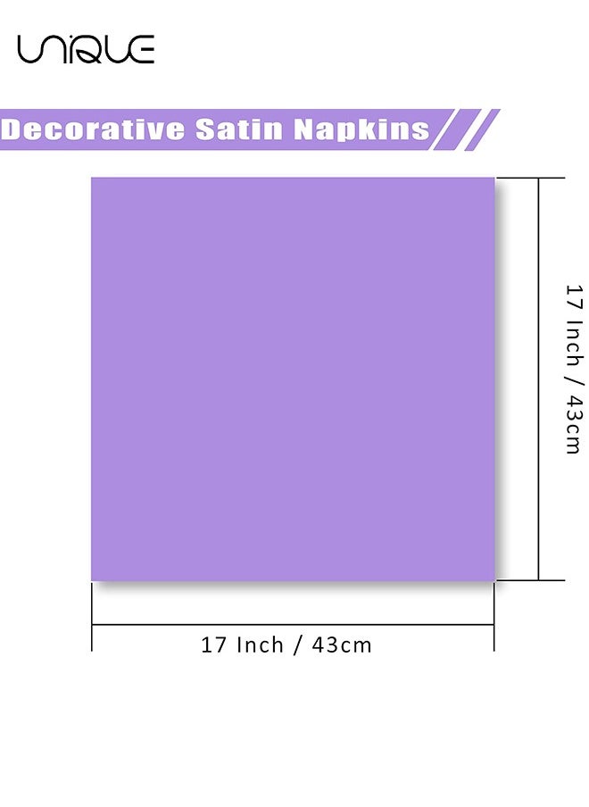 Unique 10 Pcs Satin Napkins, Square Table Napkins, 17x17" Soft Dinner Napkins Elegant Silk Napkins for Dinner Wedding Parties, Soft Smooth Fabric Washable Napkins for Parties, Weddings and Dinners (Lavender)  - Image 2
